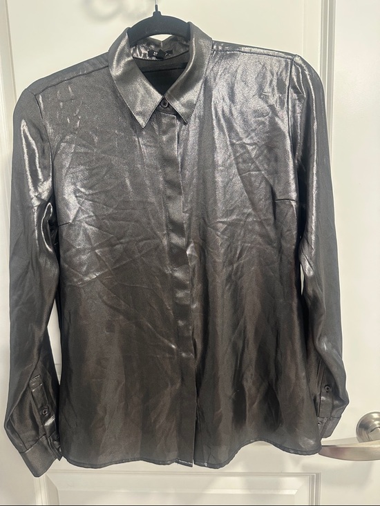 Express Tops - Metallic Women’s Button-Up Shirt